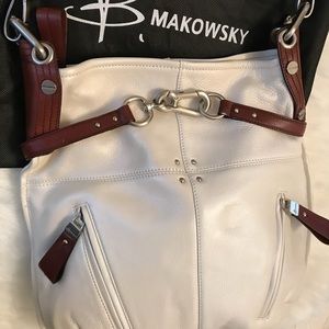 COPY - B Makowsky White Leather Shoulder Bag NWT